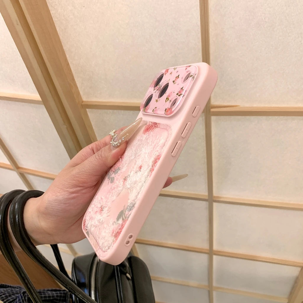 【ローズ柄】iPhoneケース エンボスデザイン マット｜ローズフラワー 大人フェミニン #231027
