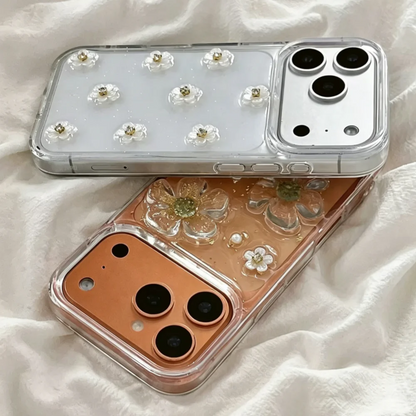 フラワー キラキララメ クリア iPhoneケース｜立体 3D 花モチーフ・透明感デザイン #230801