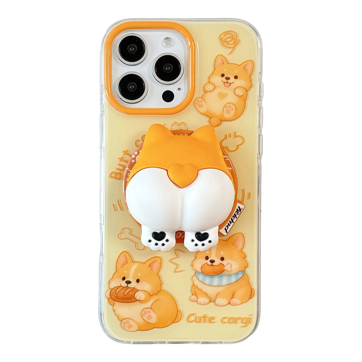 コーギーおしり 犬 グリップ付き iPhoneケース｜韓国風・立体デザイン #231213