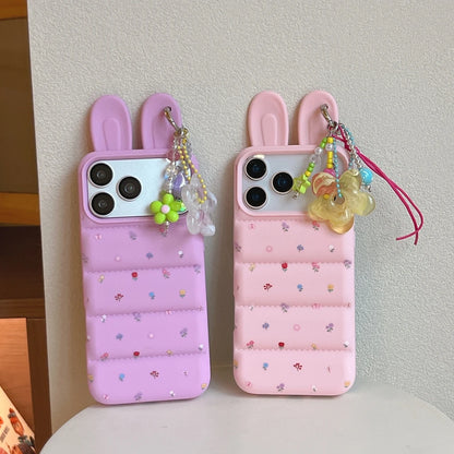 うさ耳 パフィー iPhoneケース ストラップ付き｜うさぎ・キルティング風・可愛い #261063