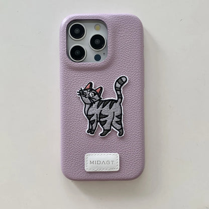 【アニマルシリーズ】ドッグ 犬 猫 モチーフ 刺繍入りレザー調 スマホケース ダックスフンド フレンチブルドッグ ｜iPhone対応 #250422