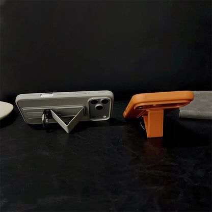 スタンド一体型 レザー調 折りたたみスタンド iPhoneケース｜シンプルデザイン#240329