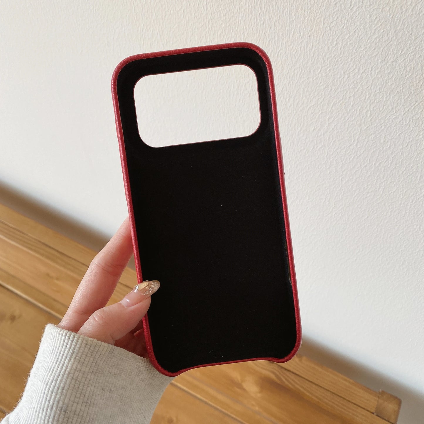 フラワー刺繍 ポケット付き レザー調 iPhoneケース #260613