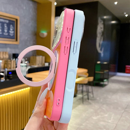 バイカラー リングスタンド付き Magnet内蔵 iPhoneケース｜韓国っぽ・ビビッドカラー #261248