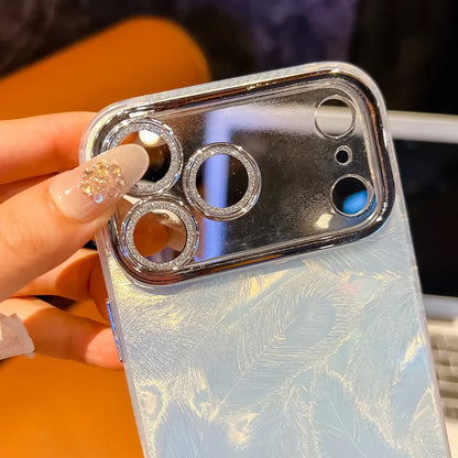 【フェザーシリーズ】ホログラム加工 羽根柄デザイン スマホケース｜iPhone対応 #251204