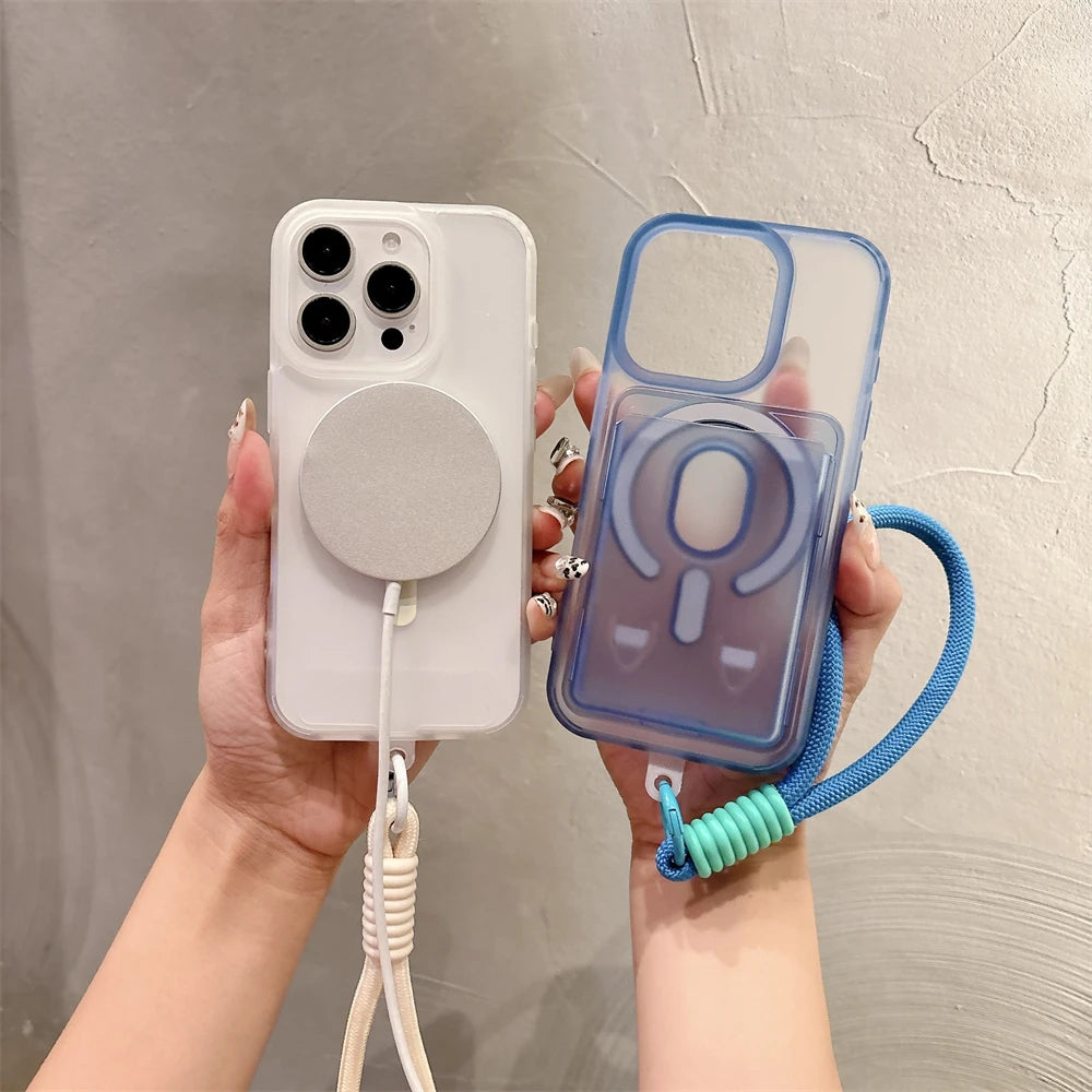 クリアストラップ カード収納 iPhoneケース｜カラーループ付き #240313