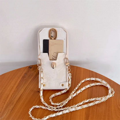 【チェーンポーチシリーズ】リボンチャーム付き ストラップ付属 スマホケース｜iPhone対応 #251213