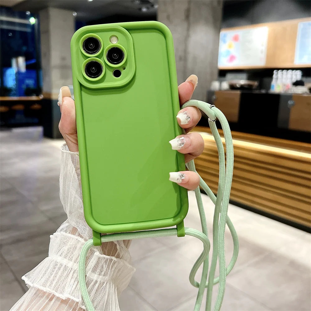 【シンプルシリーズ】無地ショルダーストラップ付き おしゃれ肩掛け スマホケース｜iPhone対応 #250901