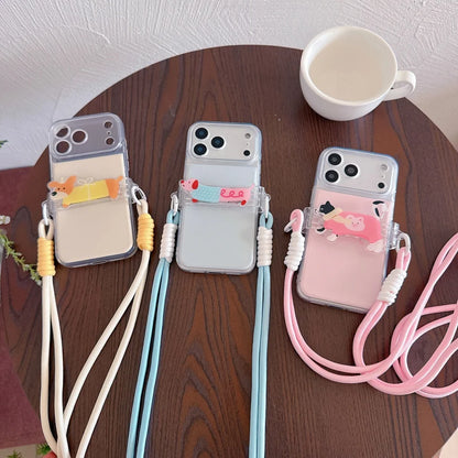 ワンちゃんチャーム ショルダーストラップ付き クリア iPhoneケース｜淡色・ゆめかわ #261262