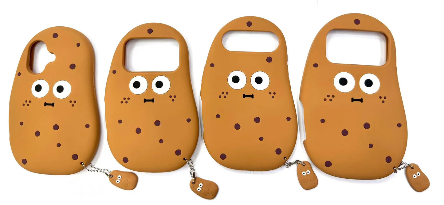 【3Dデザイン】ポテトキャラクター iPhoneケース かわいい 韓国風 ポテト型 ストラップ付き シリコン耐衝撃 ソフトケース｜iPhone対応 #251231