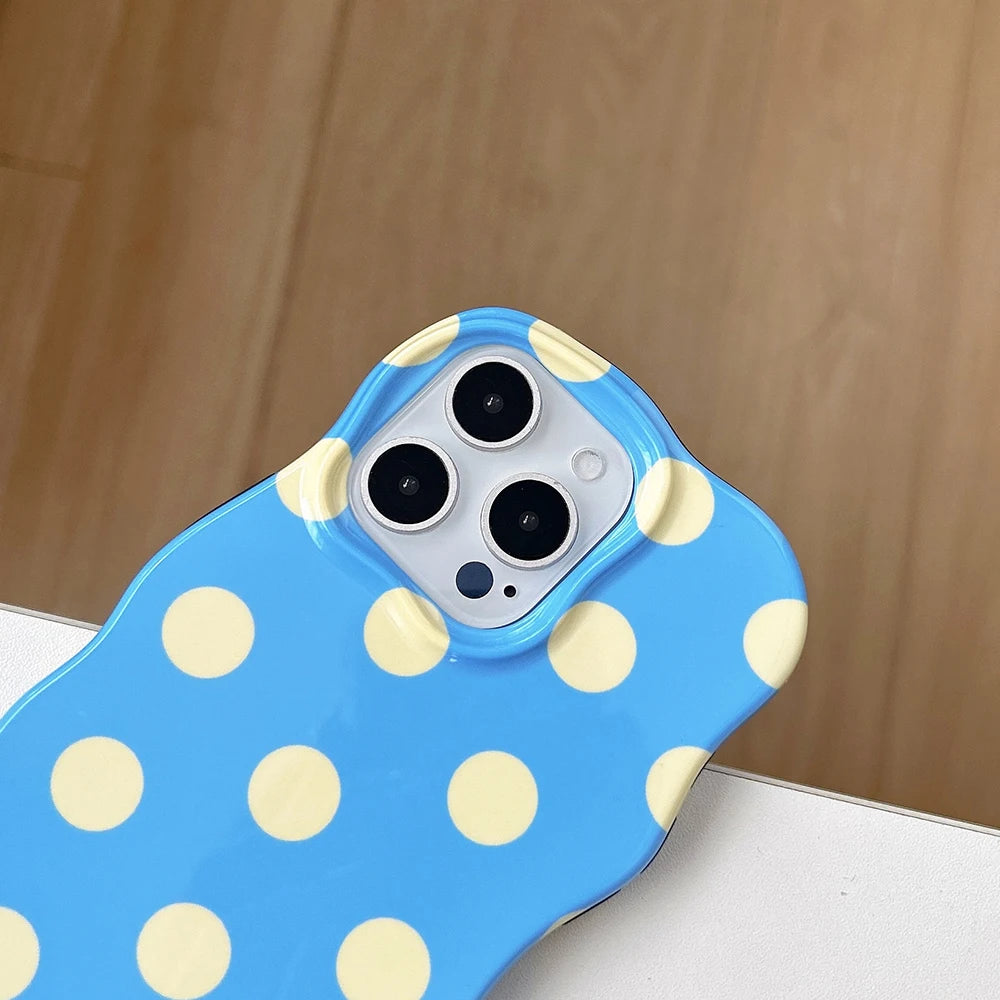 ポップ ドットデザイン ウェーブフレーム iPhoneケース｜カラフル 水玉ケース #260315
