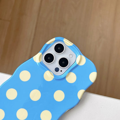 ポップ ドットデザイン ウェーブフレーム iPhoneケース｜カラフル 水玉ケース #260315