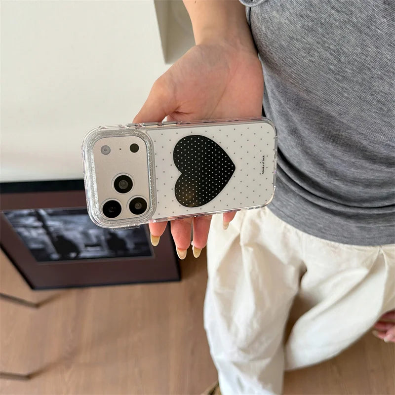 モノトーンドット 水玉 モチーフデザイン 星 ハート ？ iPhoneケース #230928