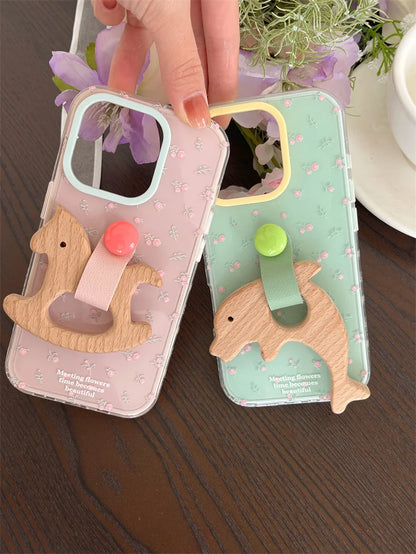 【木製アニマルリング】プチフラワー スマホケース｜iPhone対応 #250505