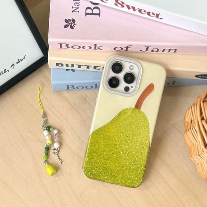 【フルーツシリーズ】キラキララメ 梨デザイン スマホケース｜iPhone対応 #250829