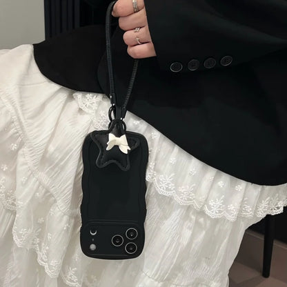 【ウェーブフレームシリーズ】スター 星型チャーム付き 波型デザイン スマホケース｜iPhone対応 #251130