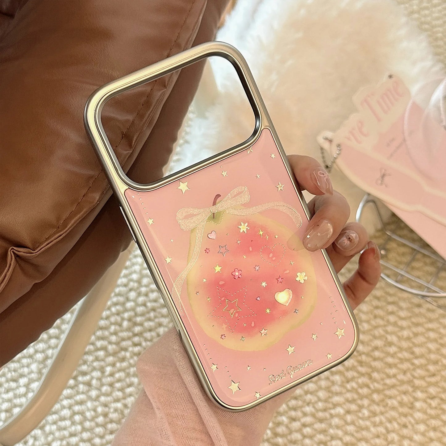 リボンデザイン ガーリーピンク グアバ iPhoneケース #260601