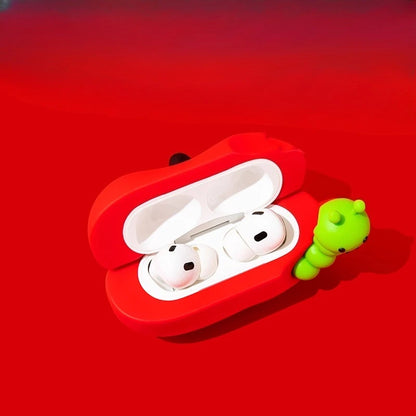 【Air Podsケース】りんごとあおむし 立体 Apple イヤホンケース #261074