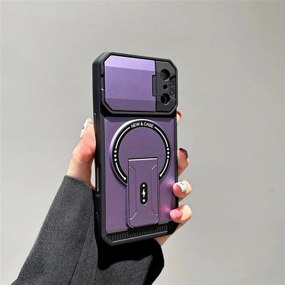 カメラカバー付き スタンド Magnet対応 iPhoneケース｜スライドレンズ保護 耐衝撃デザイン #240112