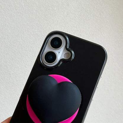 【Magnet内蔵】立体 3D ハートグリップ ビビット バイカラー スマホケース｜iPhone対応 #250131