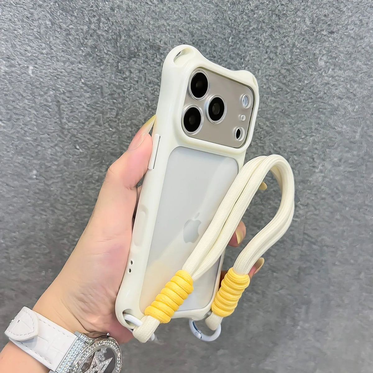 【ウェーブフレーム】クリアストラップ付き iPhoneケース (全8色) トレンド・ビビッド PCA #261211