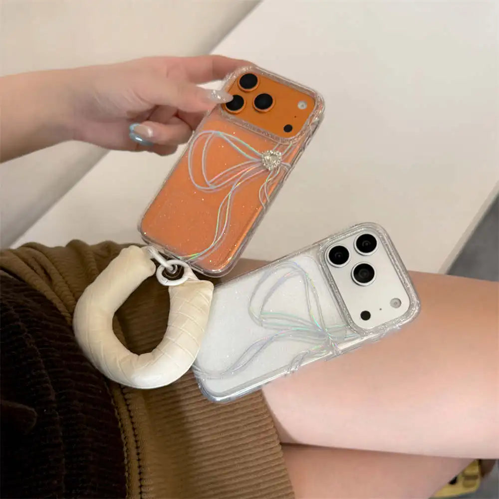 【クリアラメグリッター】リボンモチーフ クリアスマホケース｜iPhone対応 #240625