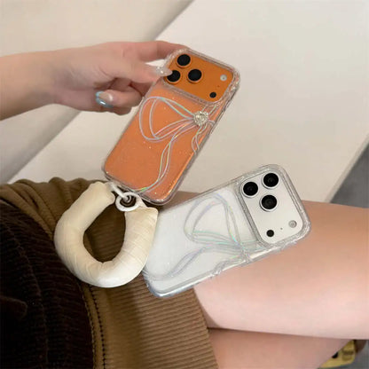 【クリアラメグリッター】リボンモチーフ クリアスマホケース｜iPhone対応 #240625