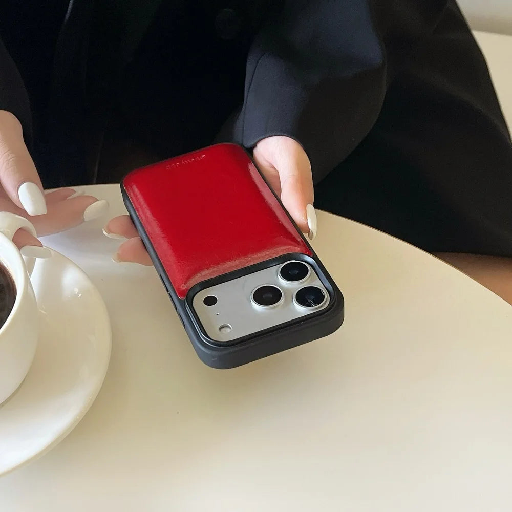 【メタリックレザー】高見えレザー風デザイン スマホケース｜iPhone対応 #250110