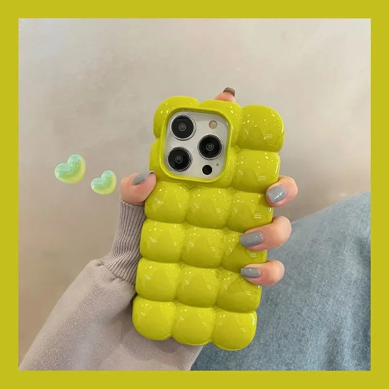 【ぽこぽこブロック】ぷっくりバブルスマホケース｜iPhone対応 #250702