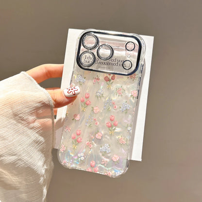 【フローラルミルキーシェル】フラワー×パール調デザイン スマホケース｜iPhone対応 #250704