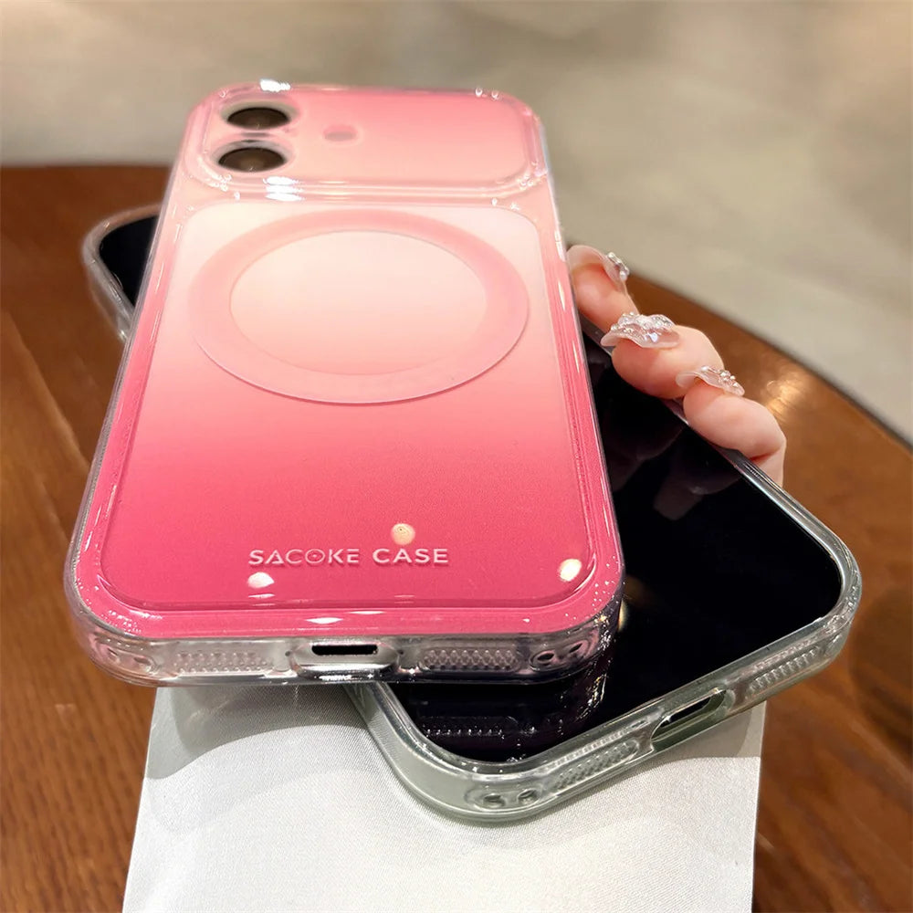グラデーション ジェリーカラー ストラップ付き Magnet内蔵 iPhoneケース｜クリア・爽やか #260037