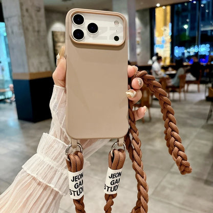 【ショルダーシリーズ】シリコン素材 シンプルデザイン ロープストラップ付きスマホケース｜iPhone対応 #251206