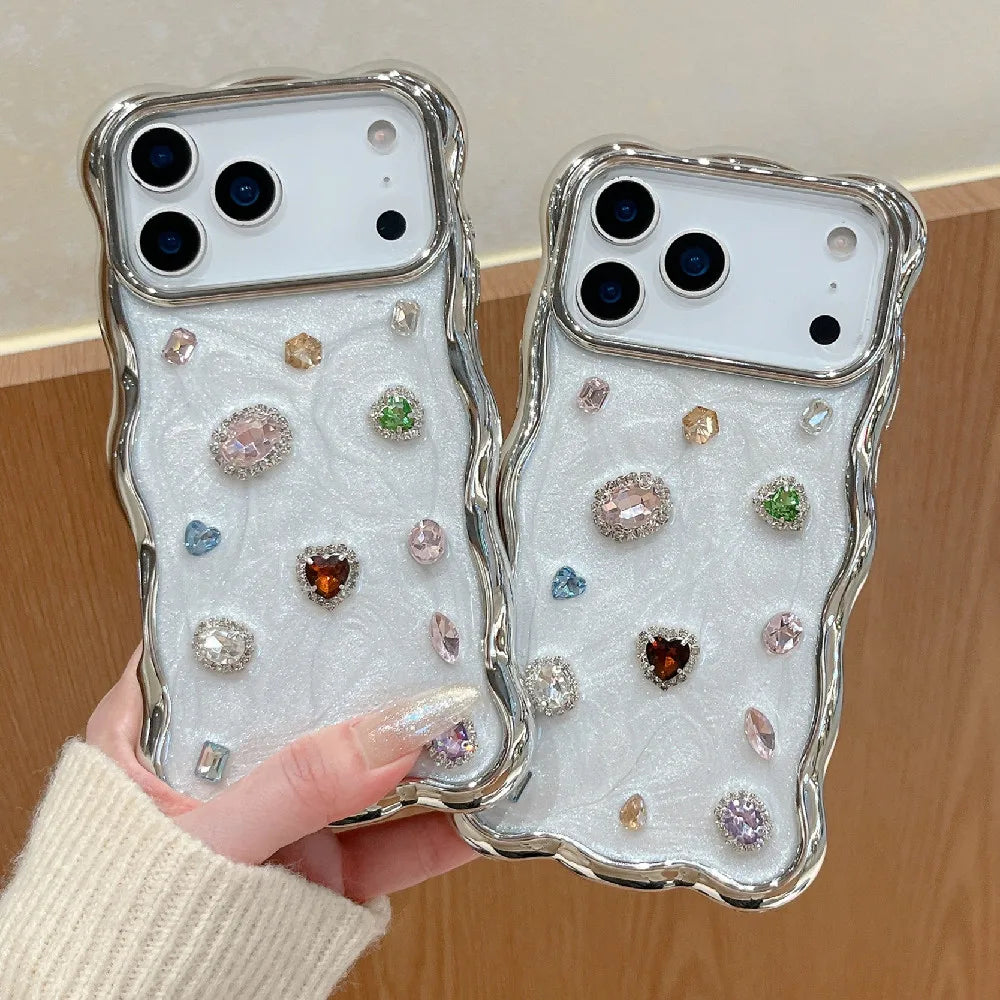 ジュエリー ウェーブフレーム クリア iPhoneケース｜ビジューミックスデザイン #240413