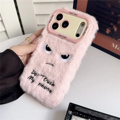 【もこもこファーシリーズ】ツリメフェイス スマホケース｜Don’t Touch My Phone fluffy case｜iPhone対応 #241212