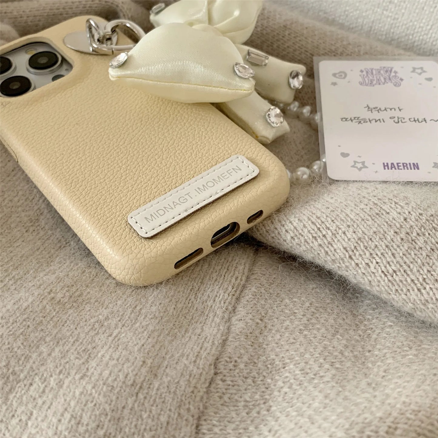 【パールビッグリボン】リボンモチーフ×パールチェーン スマホケース｜iPhone対応 #240802