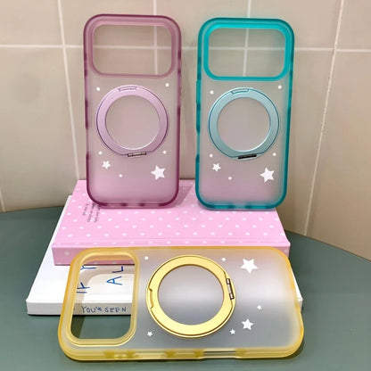 ホワイトスター リングスタンド Magnet内蔵 マットクリア iPhoneケース #230722