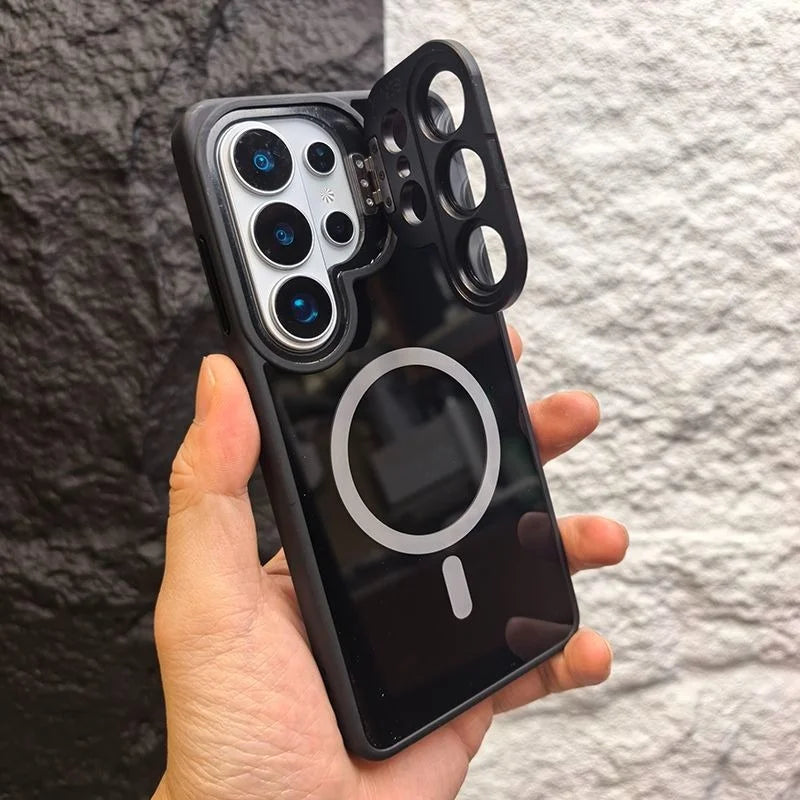 【Galaxy対応】マグネット内蔵 レンズスタンド付き 耐衝撃ハードケース 全7色 #261099