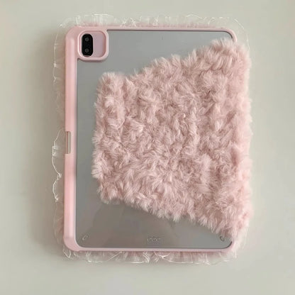 【iPad】ふわもこリボン スター×フリル デザイン タブレット ケース｜iPad対応 #250917t