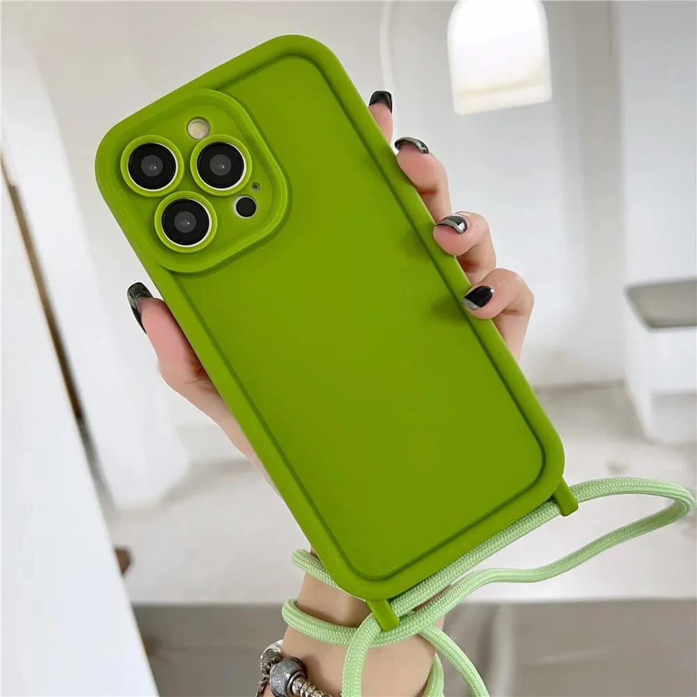 【シンプルシリーズ】無地ショルダーストラップ付き おしゃれ肩掛け スマホケース｜iPhone対応 #250901