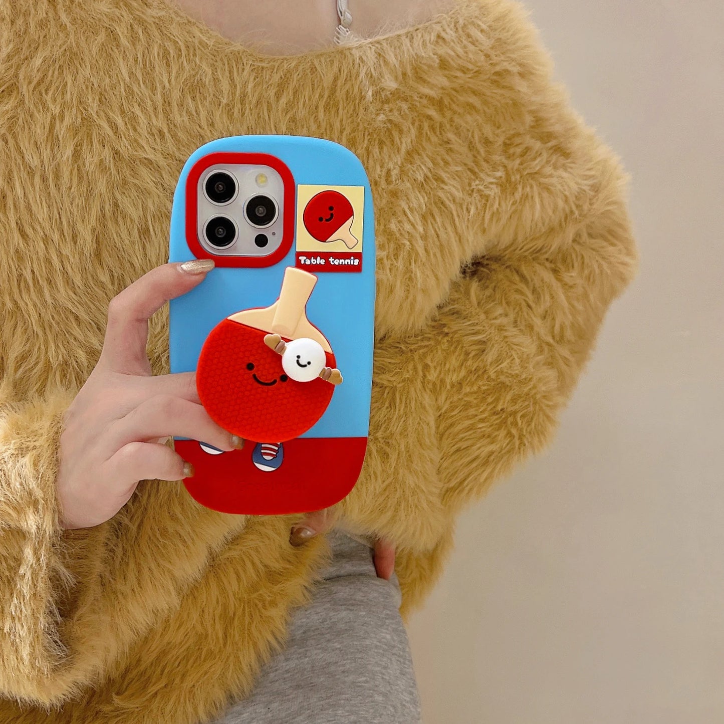 【スポーツシリーズ】立体ラケット＆キャラクター かわいい3Dスポーツデザイン スマホケース｜iPhone対応 #251009