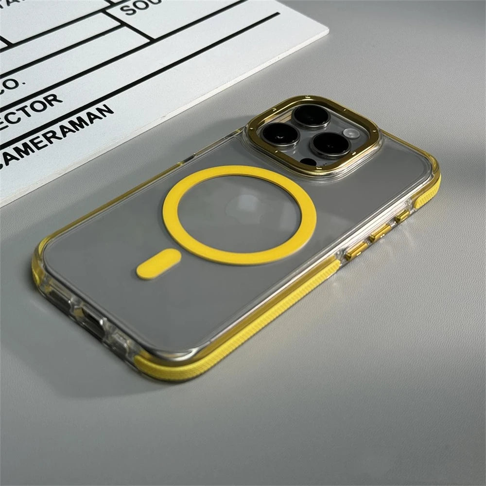 【クリアケース】透明 クリアバンパー iPhoneケース MagSafe対応 カラー縁取り 耐衝撃 スマホケース｜iPhone対応 #250406