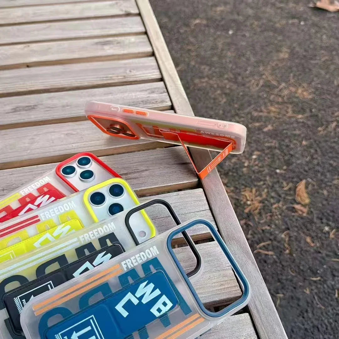 【折りたたみシリーズ】WBC カラーバー スマホケース｜耐衝撃クリア × 便利グリップ付き｜iPhone対応 #241122