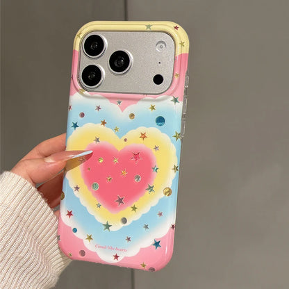 グラデーション ハート 星柄 レモネード iPhoneケース｜フェアリー・ポップ風 #261008