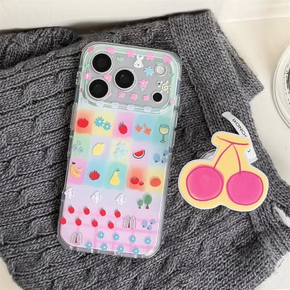 ポップチェリー 立体 さくらんぼグリップ付き クリア iPhoneケース｜カラフル・韓国デザイン #231130