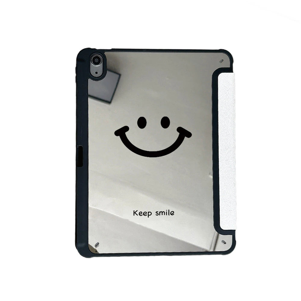 【iPadケース】ニコちゃん 鏡付き 三つ折り iPadケース 手帳型 カバー #261153