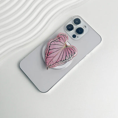 スマホグリップ｜ボタニカル リーフデザイン スマホスタンド 落下防止 #260426