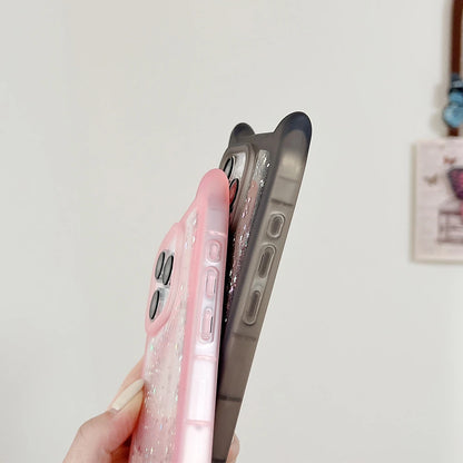 【キラキラ×猫耳グリッターケース】星屑ラメ入り｜iPhone対応 #250710