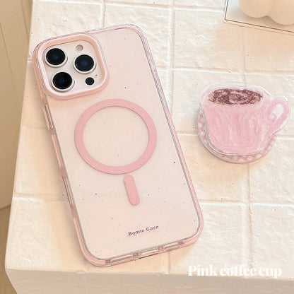 コーヒーカップ 透明感クリア グリップ付き Magnet内蔵 iPhoneケース｜淡色 #260015