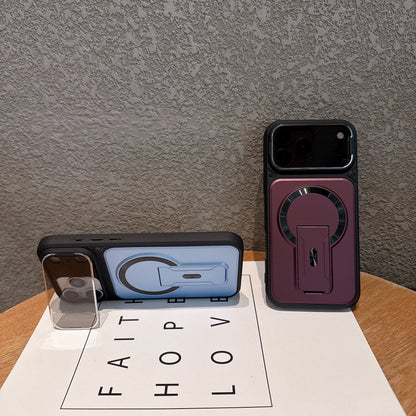 マグネット内蔵 折りたたみリングスタンド付き iPhoneケース (全7色) メタリック・アクセント #261217