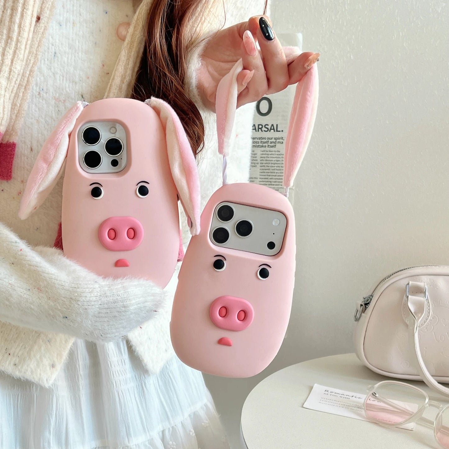 PIG フェイス 耳付き ブタ iPhoneケース｜3D 立体モチーフ #240315